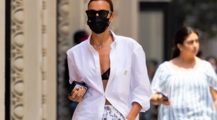 Irina's shirt moved and revealed a lace bra!