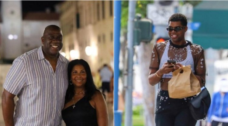 While Magic Johnson enjoys the Adriatic Coast, his son draws attention with his outfits!