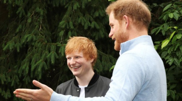 The day before the unveiling of the monument to his late mother, Prince Harry hung out with Ed Sheeran at a charity party in London!