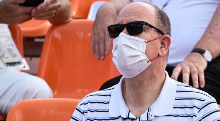 Prince Albert of Monaco in Tokyo watched a swimming competition without his wife Charlene, a former Olympic swimmer