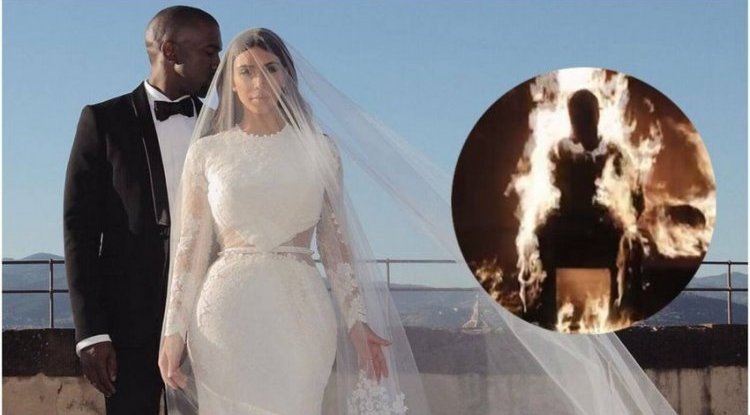 Kanye shocked everyone and lit himself on fire on stage, and after it, Kim appeared in a wedding dress ...