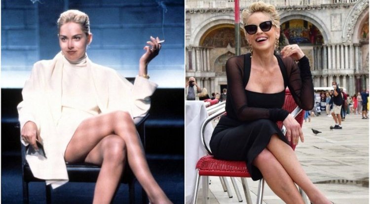Just like in ‘Basic Instinct’: Sharon Stone shone in a tight black dress in the center of Venice
