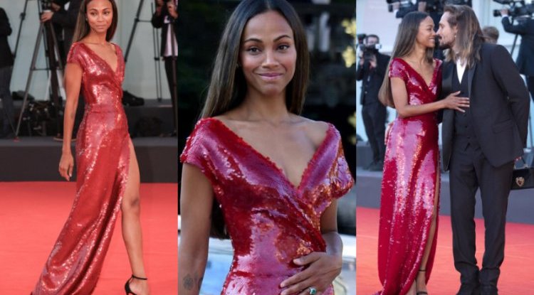 Sexiness without vulgarity: Zoe Saldana in a D&amp;G dress in Venice brought the fashion world to its knees