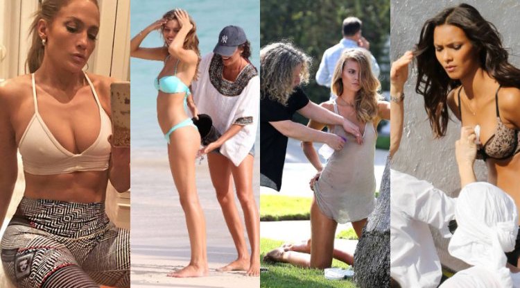 Is this the best job ever? They 'fix' J.Lo's breasts and oil Victoria's Angels for photoshoots