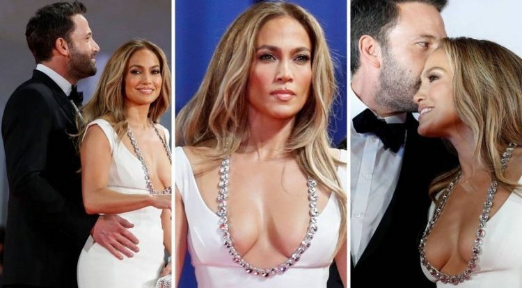 J.Lo  wore a sexy dress, and Batman didn't take his hands off her ...