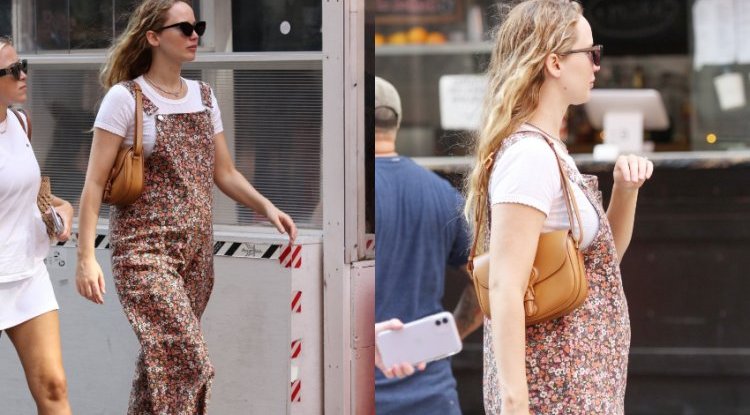 Jennifer Lawrence shows her baby bump for the first time during NYC outing