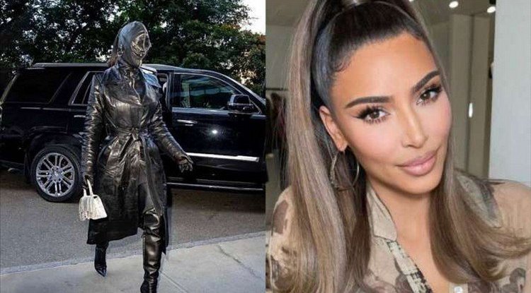 We don't usually see Kim Kardashian with so many clothes on!