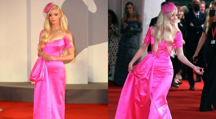 Anya Taylor Joy, star of the popular series "The Queen's Gambit," appeared in Venice like a real-life Barbie Doll