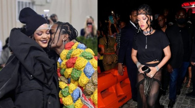 First Rihanna wrapped herself from head to toe, and then she undressed quite a bit in a see-through skirt