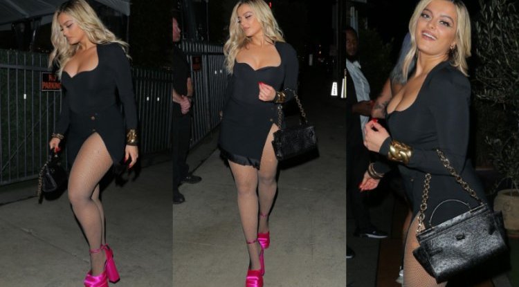 Bebe Rexha puts out a hot display during a night out with her friends
