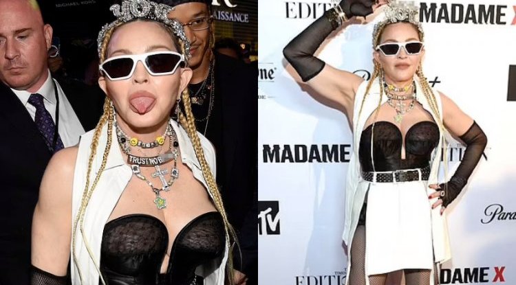 Madonna doesn't cease to shock with her looks, she is turning into a wax figure more and more every day