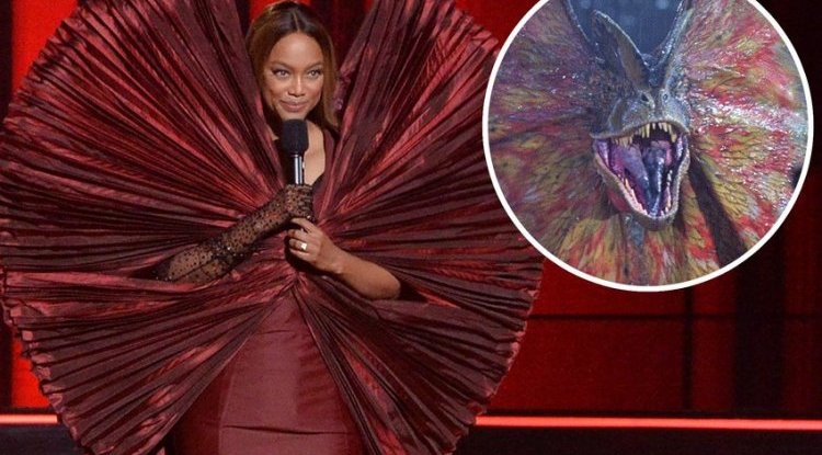 Tyra Banks defends her dress, but fans are making memes: 'You look just like a dinosaur from Jurassic Park!'