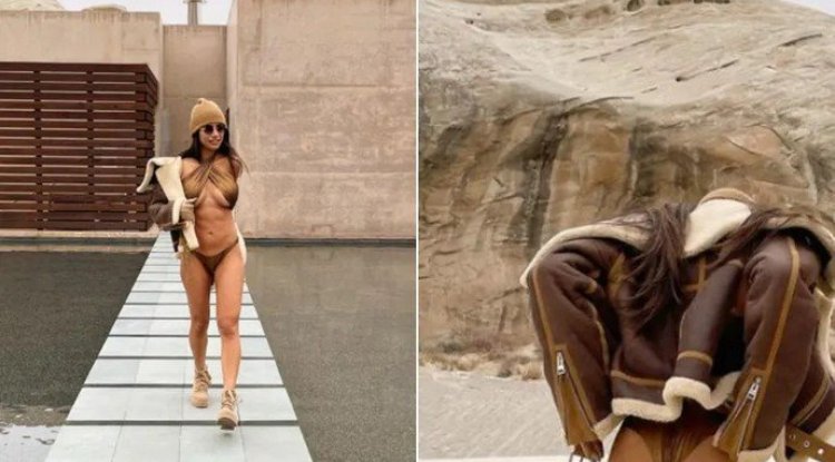 Half naked in the rain / Hot Mia Khalifa walked in a bikini and confessed her 'sin'