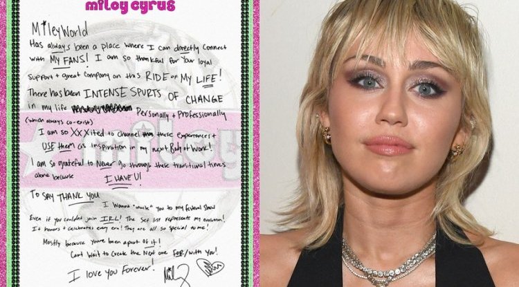 Miley Cyrus shared the changes with fans both professionally and privately