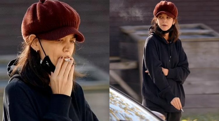 Katie Holmes has returned to bad habits, she hides it from her daughter, but she faile to escape the paparazzi