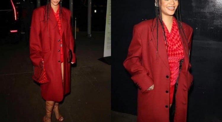 In red from head to toe: Rihanna served autumn styling without a mistake