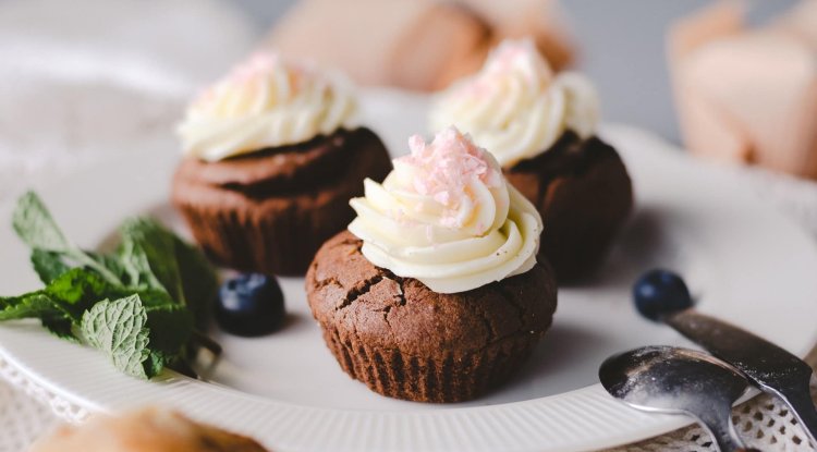 Wonderful chocolate muffins with mint