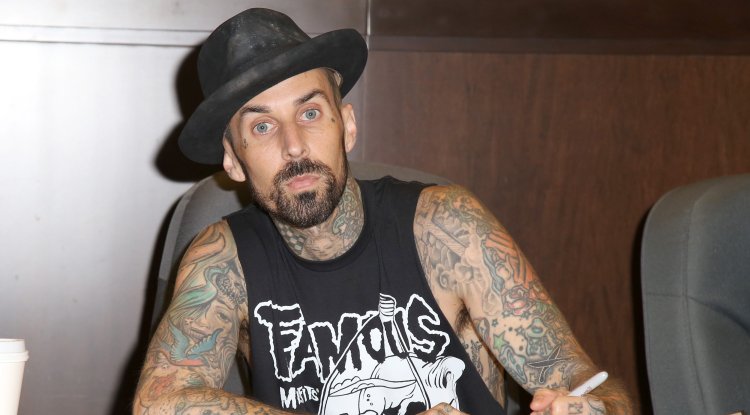 Travis Barker shows off Kourtney's lacy underwear