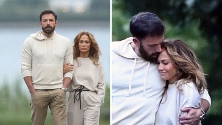 J.Lo and Ben keep their eyes on each other: On a walk through the Hamptons, they exchanged hugs and kisses!