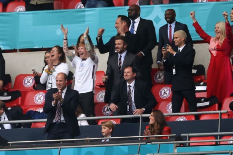 Prince William and David Beckham enthusiastically supported England!
