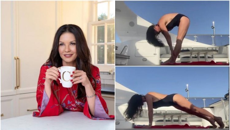 Catherine Zeta-Jones worked out in a bathing suit and showed an enviable figure, and praise rained down!