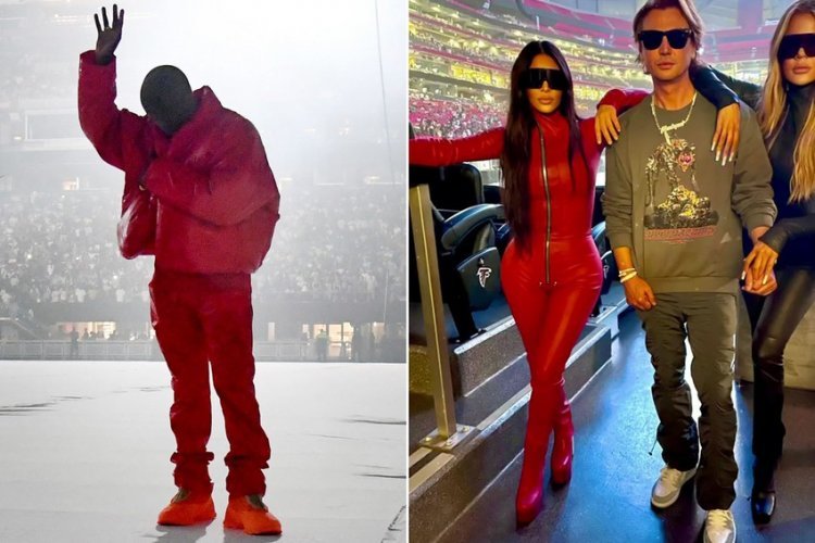 Kim Kardashian arrived with her children to listen to Kanye West's new album