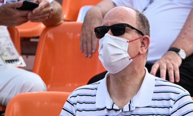 Prince Albert of Monaco in Tokyo watched a swimming competition without his wife Charlene, a former Olympic swimmer