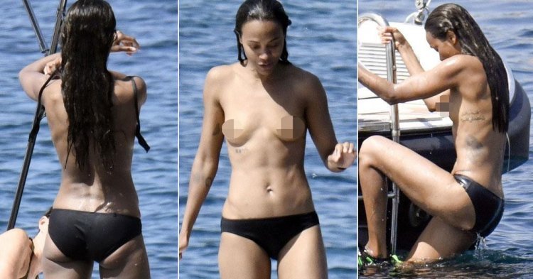 Zoe Saldana doesn't care about looks: She swam topless and showed her amazing body!