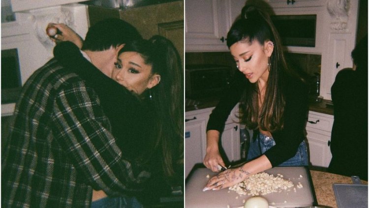 Ariana cuts onions: And we thought you didn't know where the kitchen was in the house