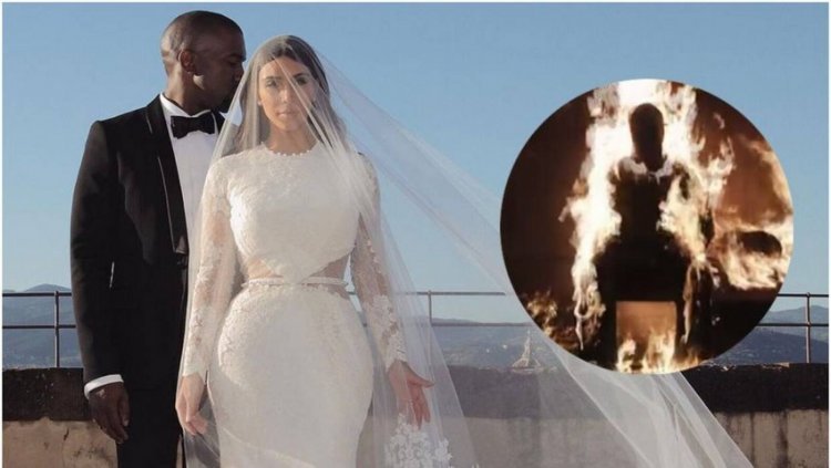 Kanye shocked everyone and lit himself on fire on stage, and after it, Kim appeared in a wedding dress ...