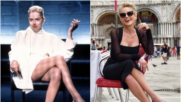 Just like in ‘Basic Instinct’: Sharon Stone shone in a tight black dress in the center of Venice
