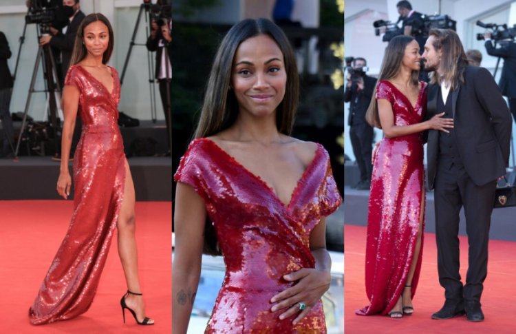 Sexiness without vulgarity: Zoe Saldana in a D&amp;G dress in Venice brought the fashion world to its knees