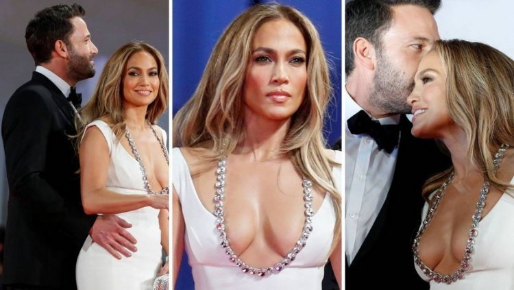 J.Lo  wore a sexy dress, and Batman didn't take his hands off her ...