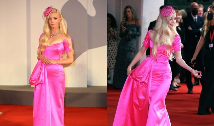 Anya Taylor Joy, star of the popular series "The Queen's Gambit," appeared in Venice like a real-life Barbie Doll