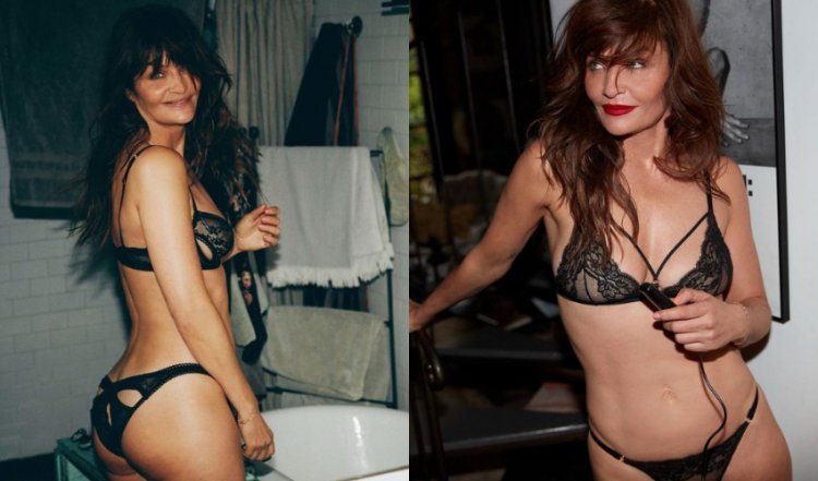 Helena Christensen showcases her dazzling figure in sheer black lingerie proving that age is just a number