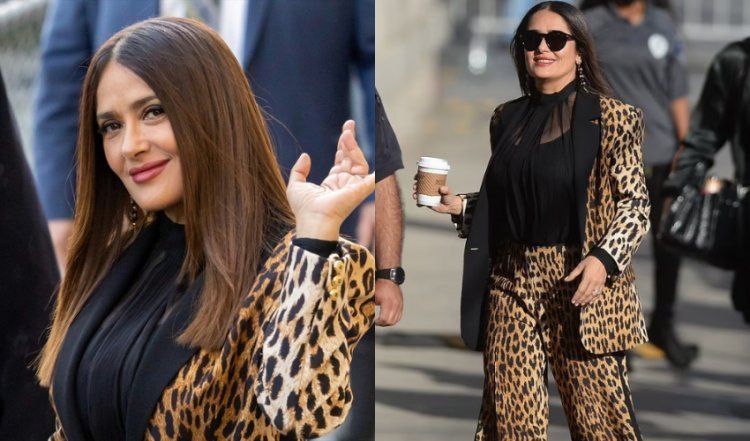 Salma Hayek in  leopard outfit threw us back to 70's