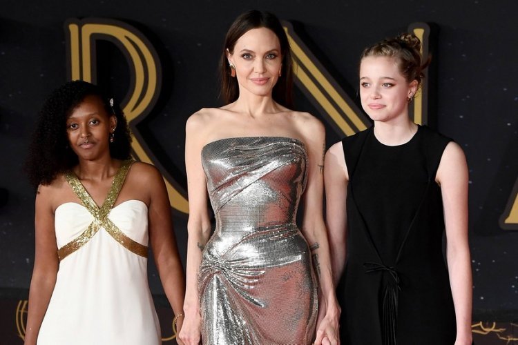 Angelina Jolie joined by Shiloh and Zahara at the premiere of Eternals!