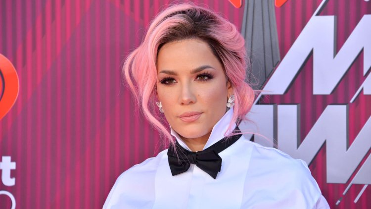Singer Halsey in an unusual "naked" jumpsuit