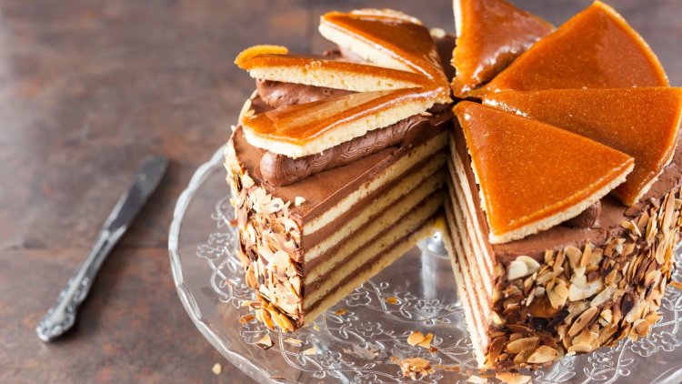 An amazing chocolate cake with caramelized top