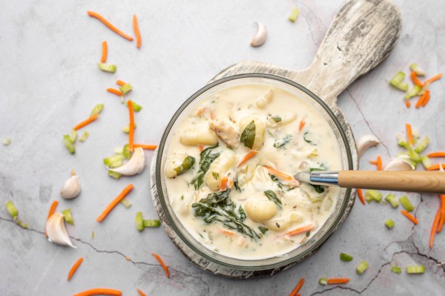 Chicken gnocchi in white wine