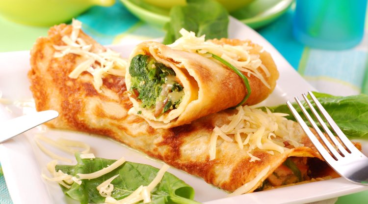 Pancakes stuffed with seasonal vegetables