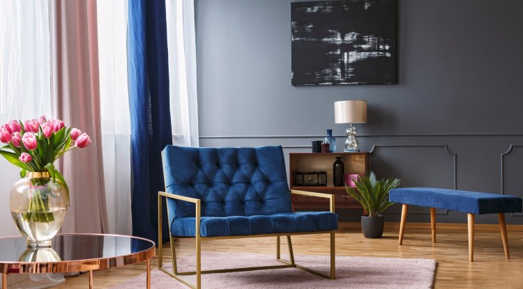 Perfect choice: Combination of gray and blue in the interior!